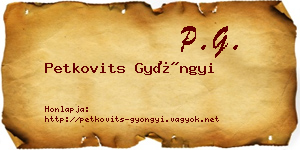 Petkovits Gyöngyi névjegykártya