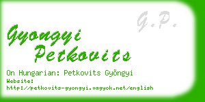 gyongyi petkovits business card