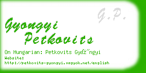 gyongyi petkovits business card